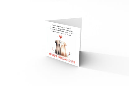Cute Dogs Anniversary Card with Romantic Poem for Wedding, Dating, Relationship Milestones –1st, 2nd, 3rd, 5th, 10th, 20th - For Dog Lovers, Him, Her, Wife, Husband, Couples