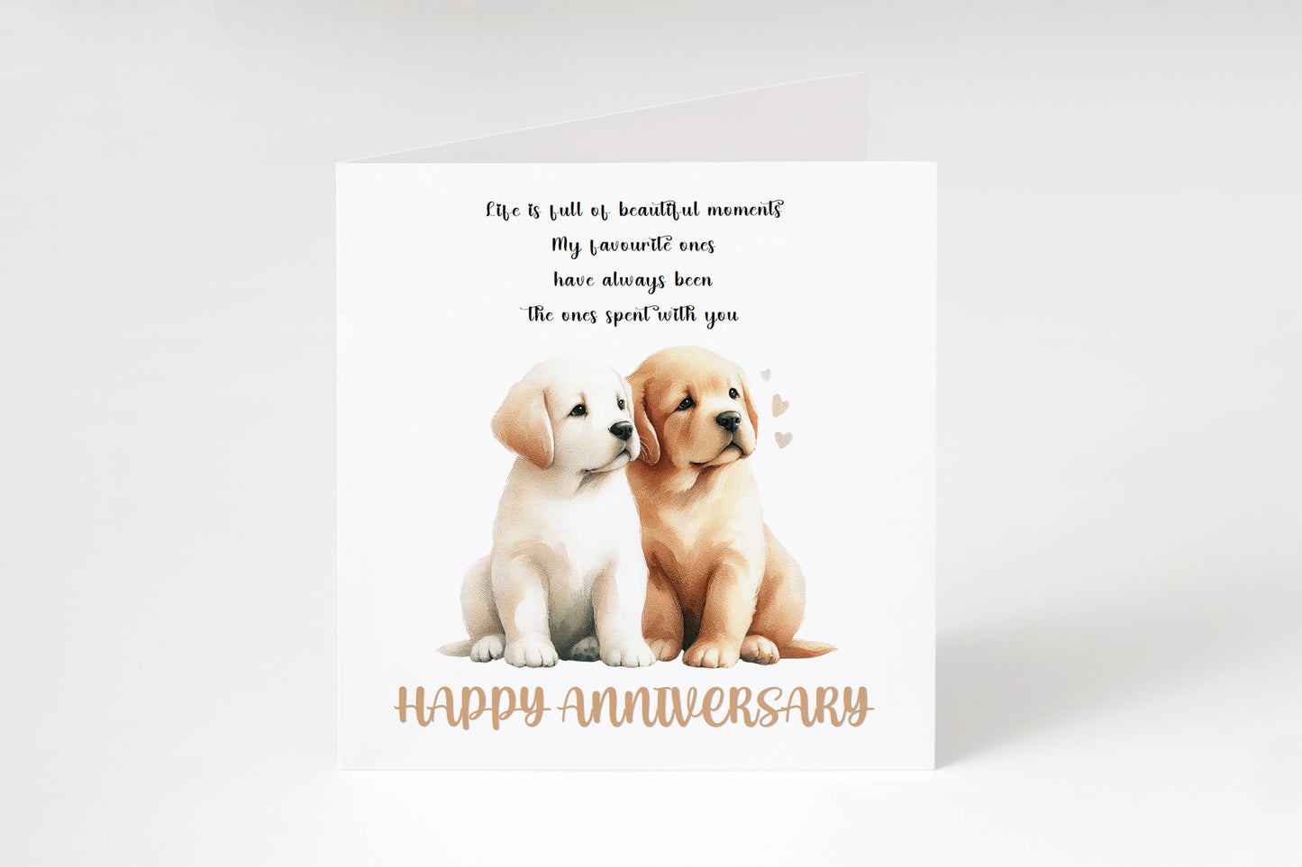 Cute Puppy Dogs Anniversary Card - Romantic Dog Lover Anniversary Card for Wedding, Dating, Relationship Milestones 1st, 2nd, 5th, 10th - For Him, Her, Wife, Husband, Couples - Kraft Envelope Included