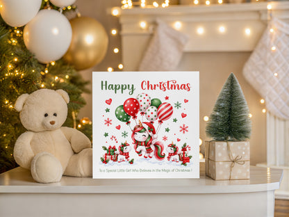 Magical Unicorn Christmas Card – Cute Christmas Card for Girls