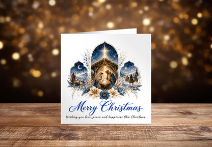 Nativity Christmas Card - Elegant Religious Christmas Greeting Card