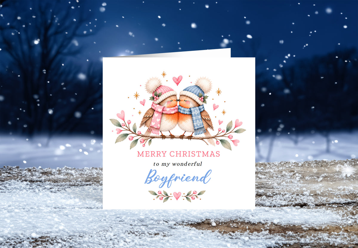 Cute Robin Christmas Card for Boyfriend – Merry Christmas to My Wonderful Boyfriend