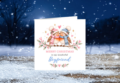 Cute Robin Christmas Card for Boyfriend – Merry Christmas to My Wonderful Boyfriend