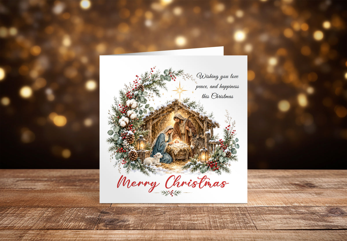 Nativity Christmas Card – Love, Peace & Happiness