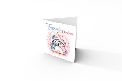 Merry Christmas Card for Boyfriend – Cute Penguin Couple Christmas Card