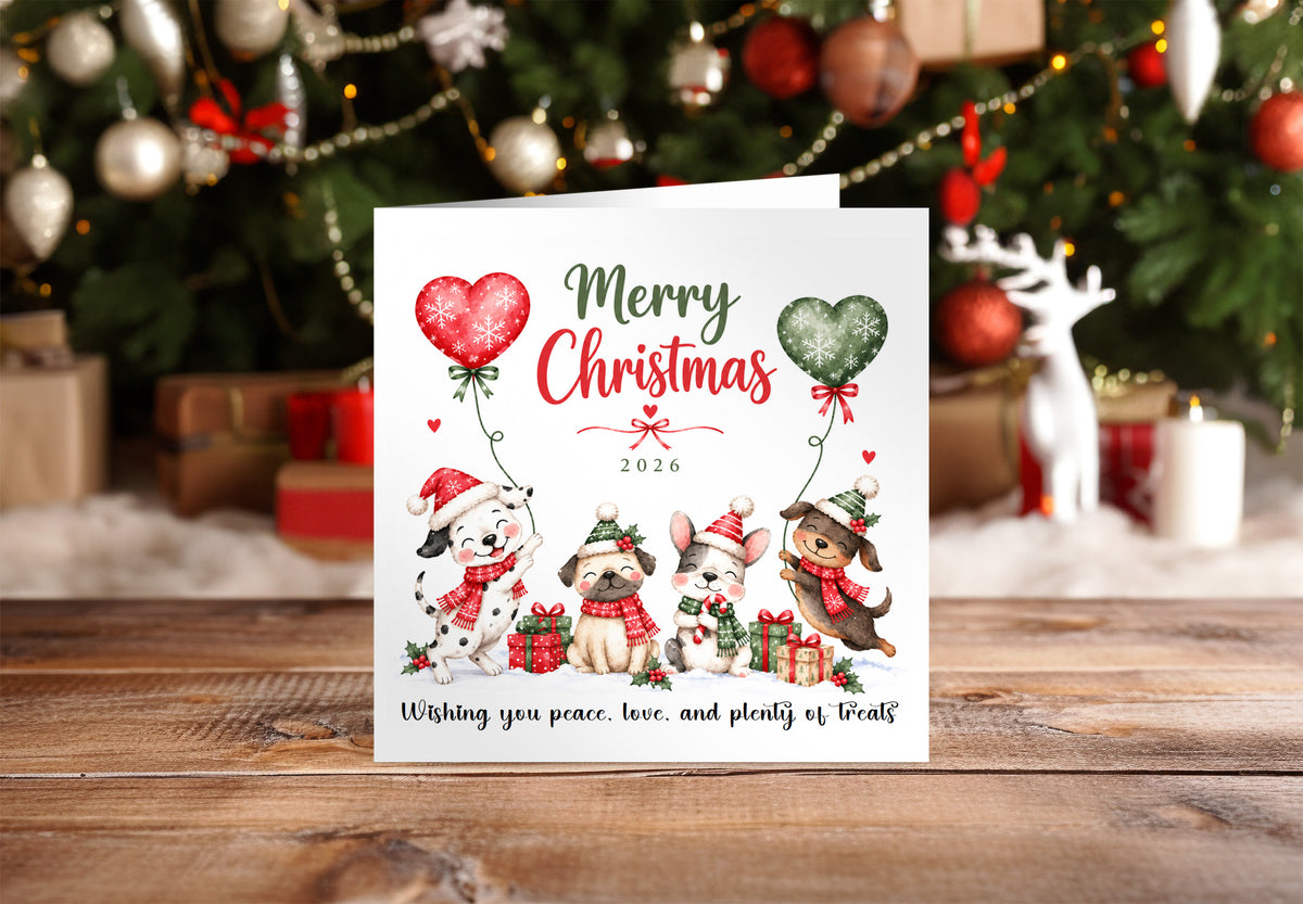 2026 Christmas Card – Cute Christmas Puppy Dogs
