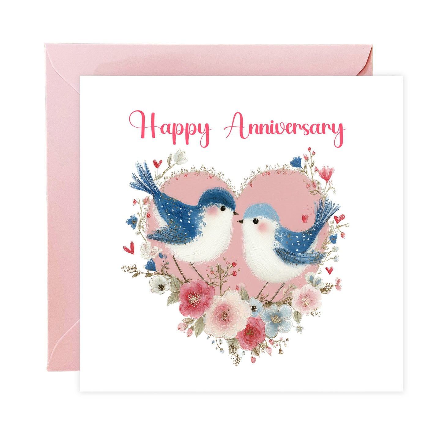 Romantic Love Birds Anniversary Card for Wedding, Dating, Relationship Milestones 1st, 2nd, 3rd, 5th, 10th, 20th 30th - For Him, Her, Wife, Husband, Couples