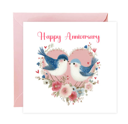 Romantic Love Birds Anniversary Card for Wedding, Dating, Relationship Milestones 1st, 2nd, 3rd, 5th, 10th, 20th 30th - For Him, Her, Wife, Husband, Couples