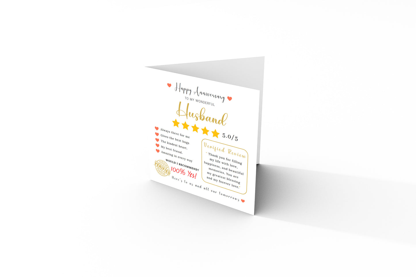Funny Anniversary Card for Him - 5 Star Review Anniversary Card for Husband, Wedding, Dating, Relationship Milestones 1st, 2nd, 3rd, 5th, 10th, 20th 30th - Kraft Envelope Included