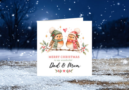 Cute Robin Christmas Card for Mum & Dad – Merry Christmas to My Wonderful Parents