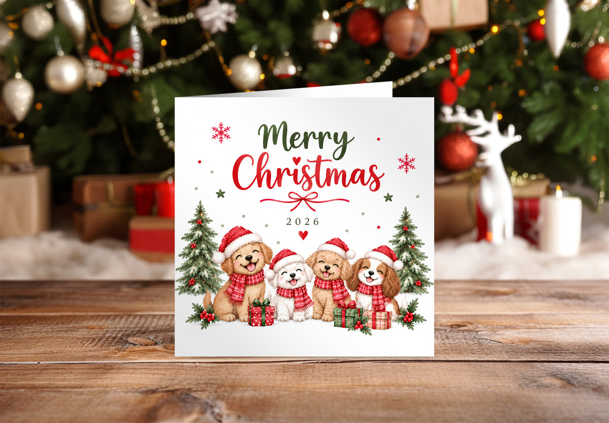 2026 Cute Dog Christmas Card – Festive Puppy Christmas Greeting Card