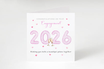 2026 Engagement Card with Champagne Toast Design - Congratulations on your Engagement Card for Newly Engaged Couples, Him or Her - Pink Envelope Included