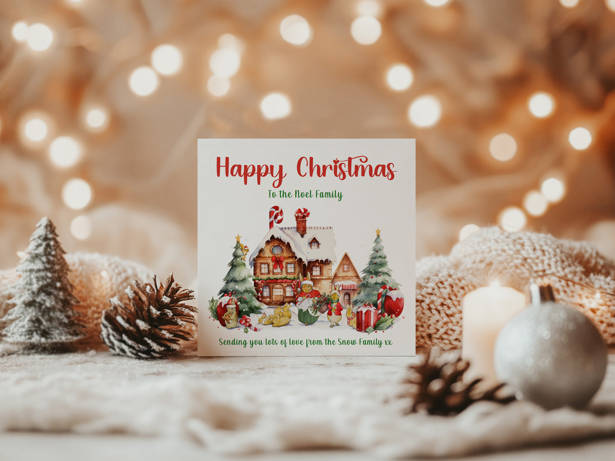 Personalised Family Christmas Card – Rabbit Family Design