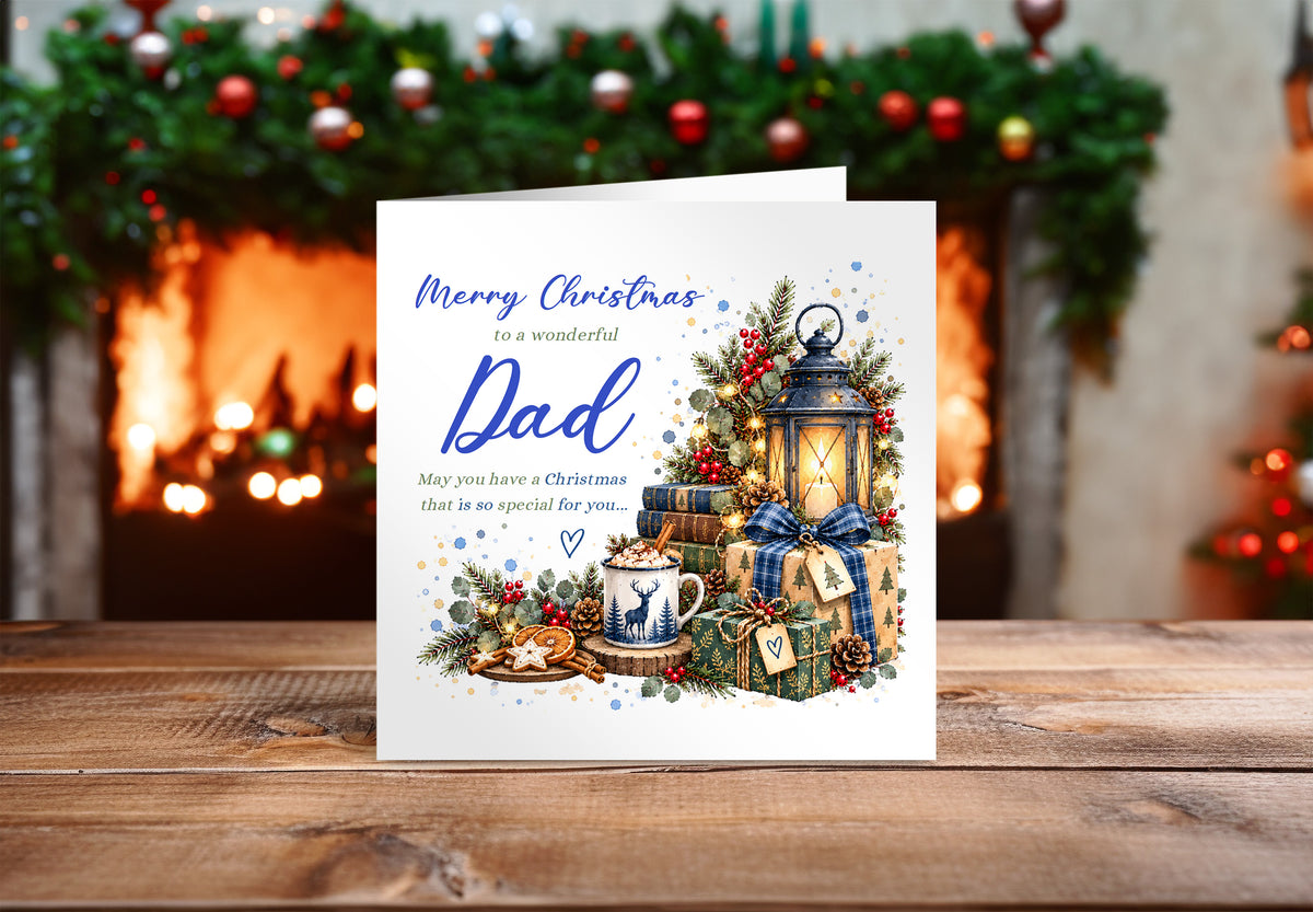 Christmas Card for Dad – Blue Festive Christmas Design