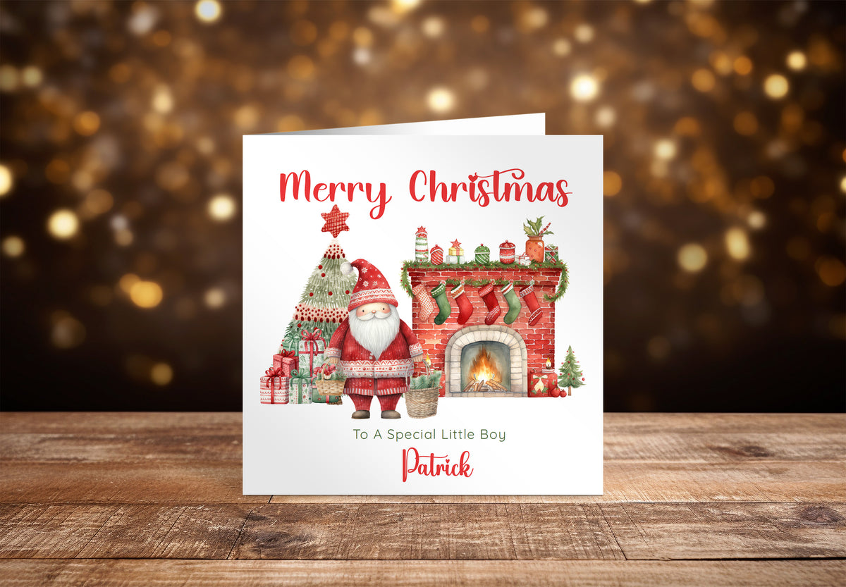 Personalised Christmas Card with Name & Custom Message – Santa Christmas Design