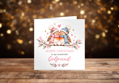 Cute Robin Christmas Card for Girlfriend – Merry Christmas to My Wonderful Girlfriend