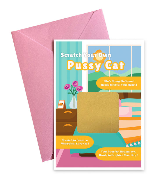 Scratch your own Pussy Cat - Novelty Cat Scratch Card, Funny Gift for Men, Cat Lovers, Birthday, Secret Santa, Stag Night -Alternative to Grow Your Own Kits - Gift Envelope Included