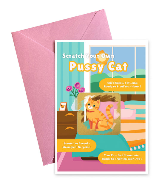 Scratch your own Pussy Cat - Novelty Cat Scratch Card, Funny Gift for Men, Cat Lovers, Birthday, Secret Santa, Stag Night -Alternative to Grow Your Own Kits - Gift Envelope Included