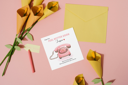 Call Me -Personalised Hope You Feel Better Soon Folded Card, Get Well Folded Card, Thinking of You Card, Sympathy Folded Card