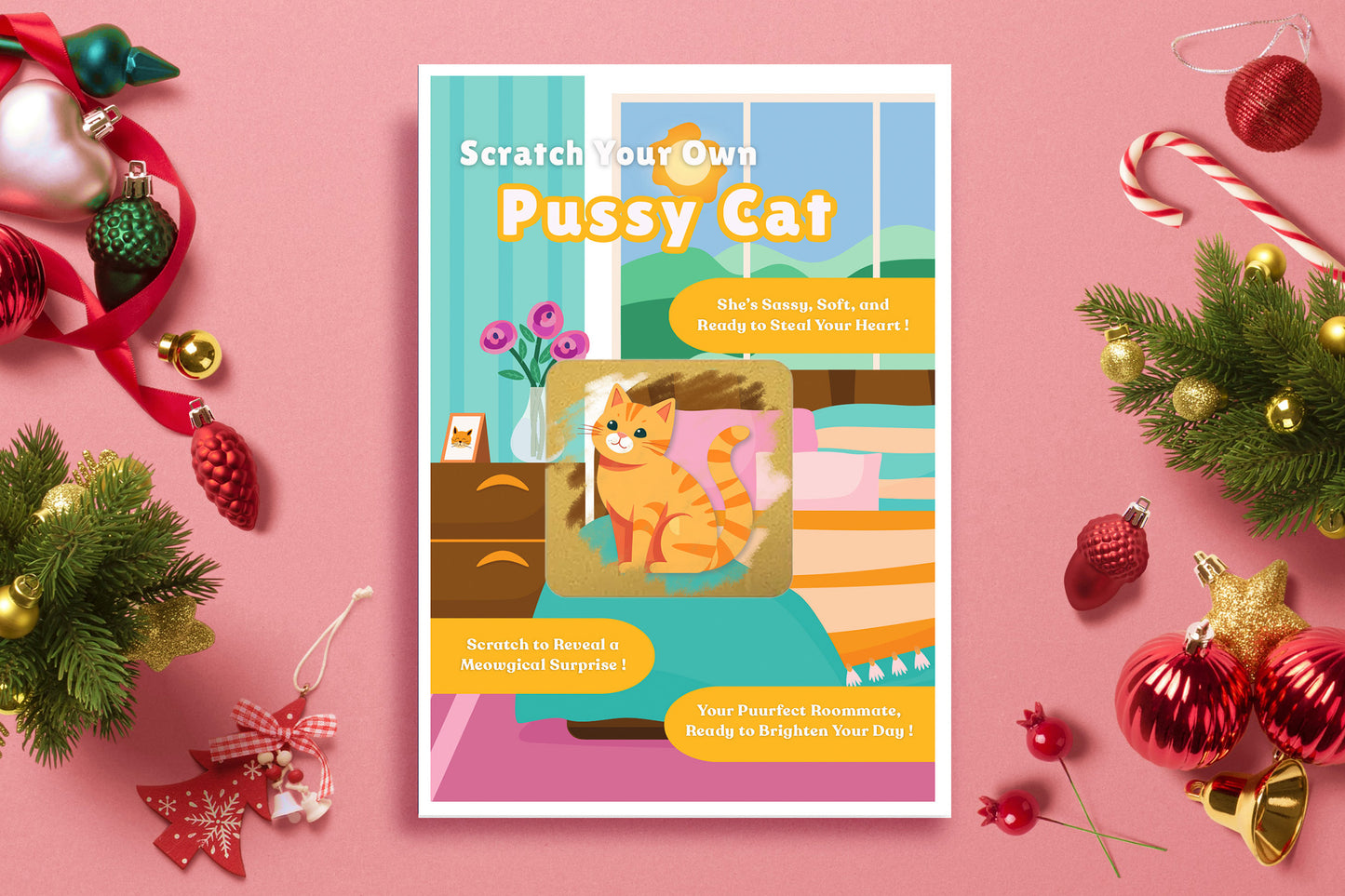 Scratch your own Pussy Cat - Novelty Cat Scratch Card, Funny Gift for Men, Cat Lovers, Birthday, Secret Santa, Stag Night -Alternative to Grow Your Own Kits - Gift Envelope Included