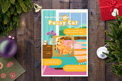 Scratch your own Pussy Cat - Novelty Cat Scratch Card, Funny Gift for Men, Cat Lovers, Birthday, Secret Santa, Stag Night -Alternative to Grow Your Own Kits - Gift Envelope Included