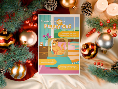 Scratch your own Pussy Cat - Novelty Cat Scratch Card, Funny Gift for Men, Cat Lovers, Birthday, Secret Santa, Stag Night -Alternative to Grow Your Own Kits - Gift Envelope Included