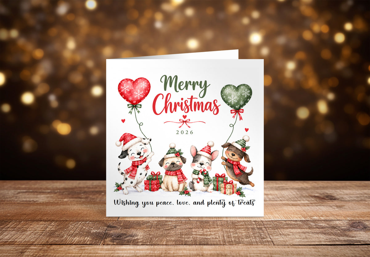 2026 Christmas Card – Cute Christmas Puppy Dogs