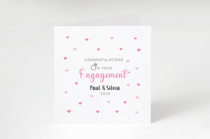 2026 Personalised Engagement Card with Custom Couple's Name – Congratulations on Your Engagement Card for Newly Engaged Couples, Him or Her - Pink Envelope Included