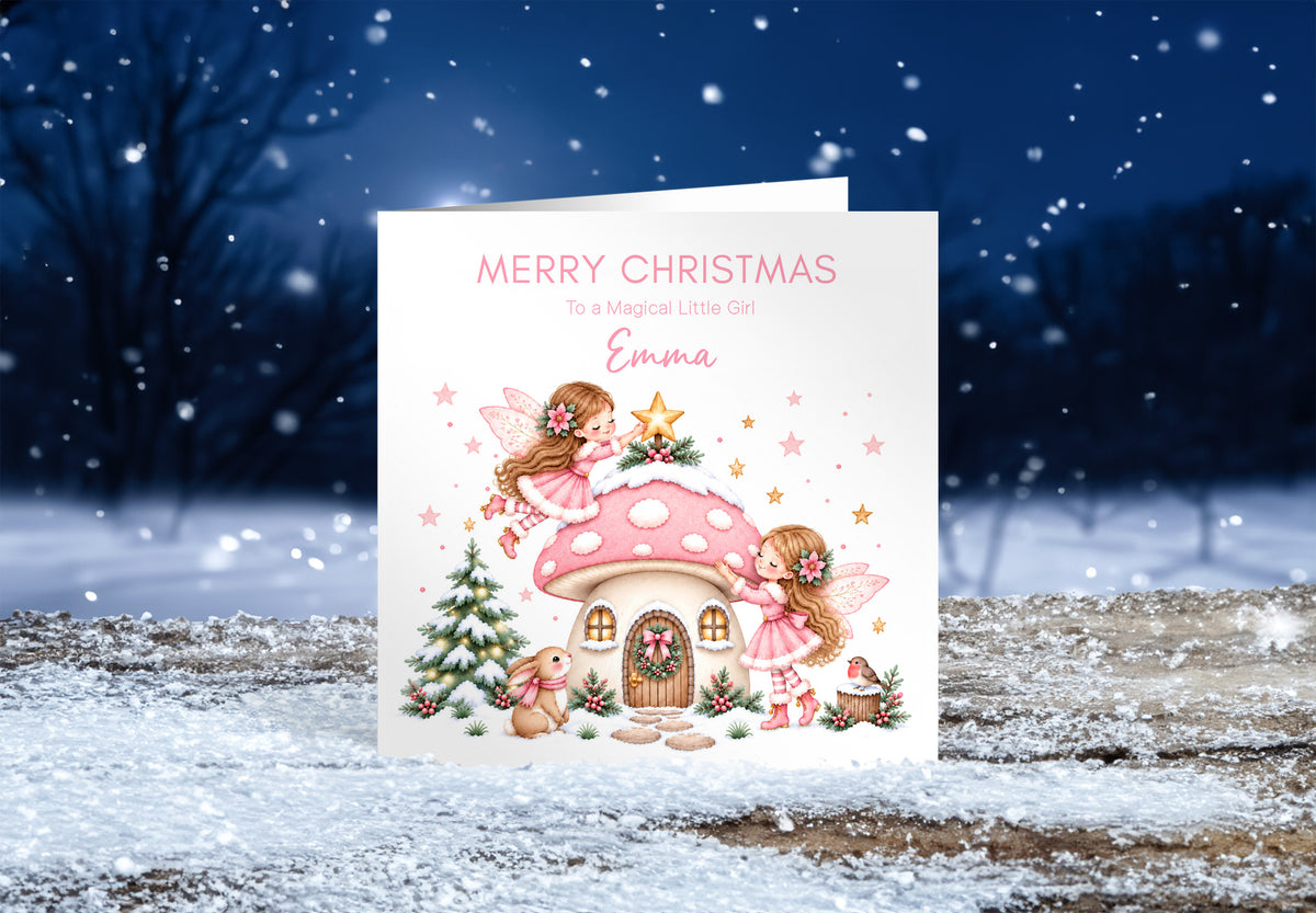 Personalised Magical Fairy Christmas Card for Girls