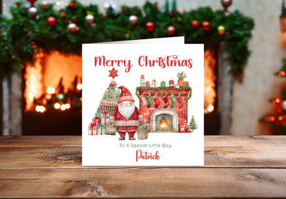 Personalised Christmas Card with Name & Custom Message – Santa Christmas Design