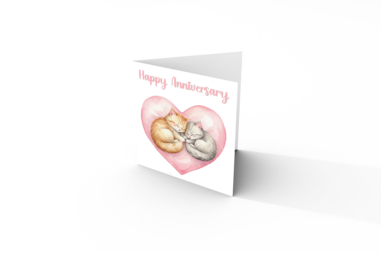 Cute Cats Anniversary Card - Romantic Love Card for  Wedding, Dating, Relationship Milestones1st, 2nd,10th - For Cat Lovers, Him, Her, Wife, Husband, Partner, Couples - Pink Envelope Inclided