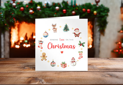 Christmas Card – Festive Red & Green Design with Santa, Reindeer & Christmas Tree
