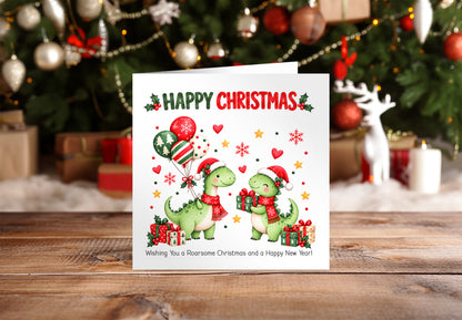 Christmas Card for Boys – Festive Dinosaurs