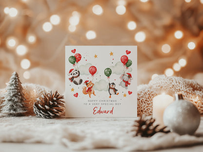 Personalised Christmas Card for Kids – Cute Animal Christmas Card