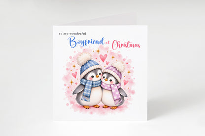 Merry Christmas Card for Boyfriend – Cute Penguin Couple Christmas Card