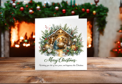Religious Christmas Card – Nativity Scene & Christmas Blessings 🎄🕊️