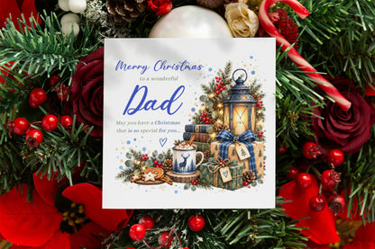 Christmas Card for Dad – Blue Festive Christmas Design