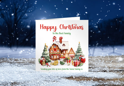 Personalised Family Christmas Card – Rabbit Family Design