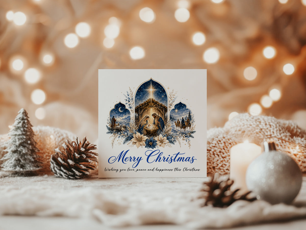 Nativity Christmas Card - Elegant Religious Christmas Greeting Card