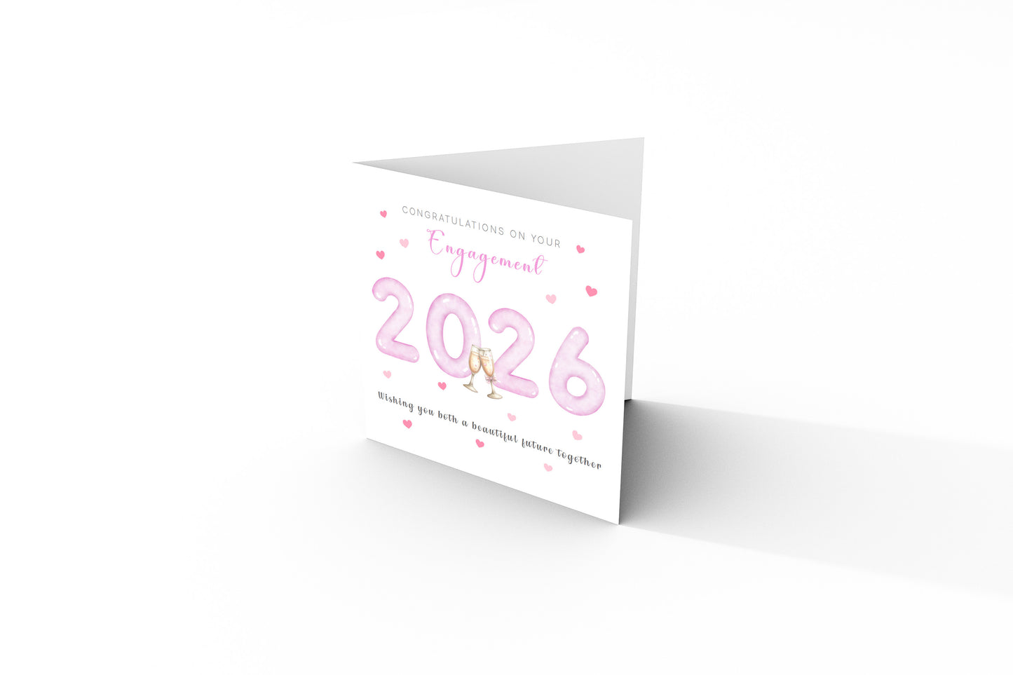 2026 Engagement Card with Champagne Toast Design - Congratulations on your Engagement Card for Newly Engaged Couples, Him or Her - Pink Envelope Included