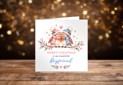 Cute Robin Christmas Card for Boyfriend – Merry Christmas to My Wonderful Boyfriend