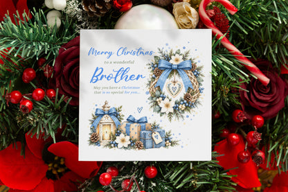 Christmas Card for Brother – Blue Festive Christmas Design