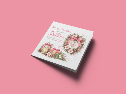 Christmas Card for Sister – Festive Floral Design