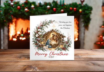 Nativity Christmas Card – Love, Peace & Happiness