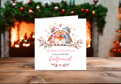 Cute Robin Christmas Card for Girlfriend – Merry Christmas to My Wonderful Girlfriend