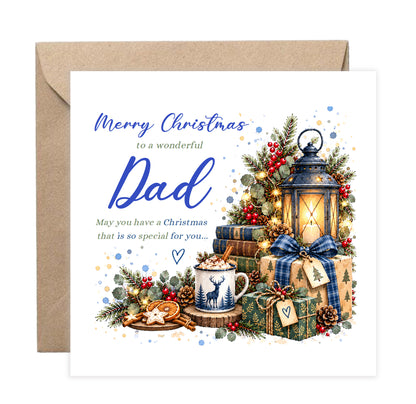 Christmas Card for Dad – Blue Festive Christmas Design