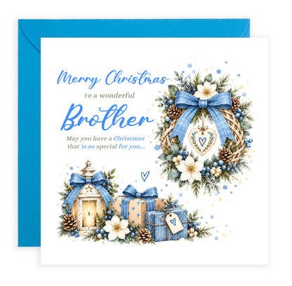 Christmas Card for Brother – Blue Festive Christmas Design