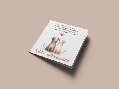 Cute Dogs Anniversary Card with Romantic Poem for Wedding, Dating, Relationship Milestones –1st, 2nd, 3rd, 5th, 10th, 20th - For Dog Lovers, Him, Her, Wife, Husband, Couples
