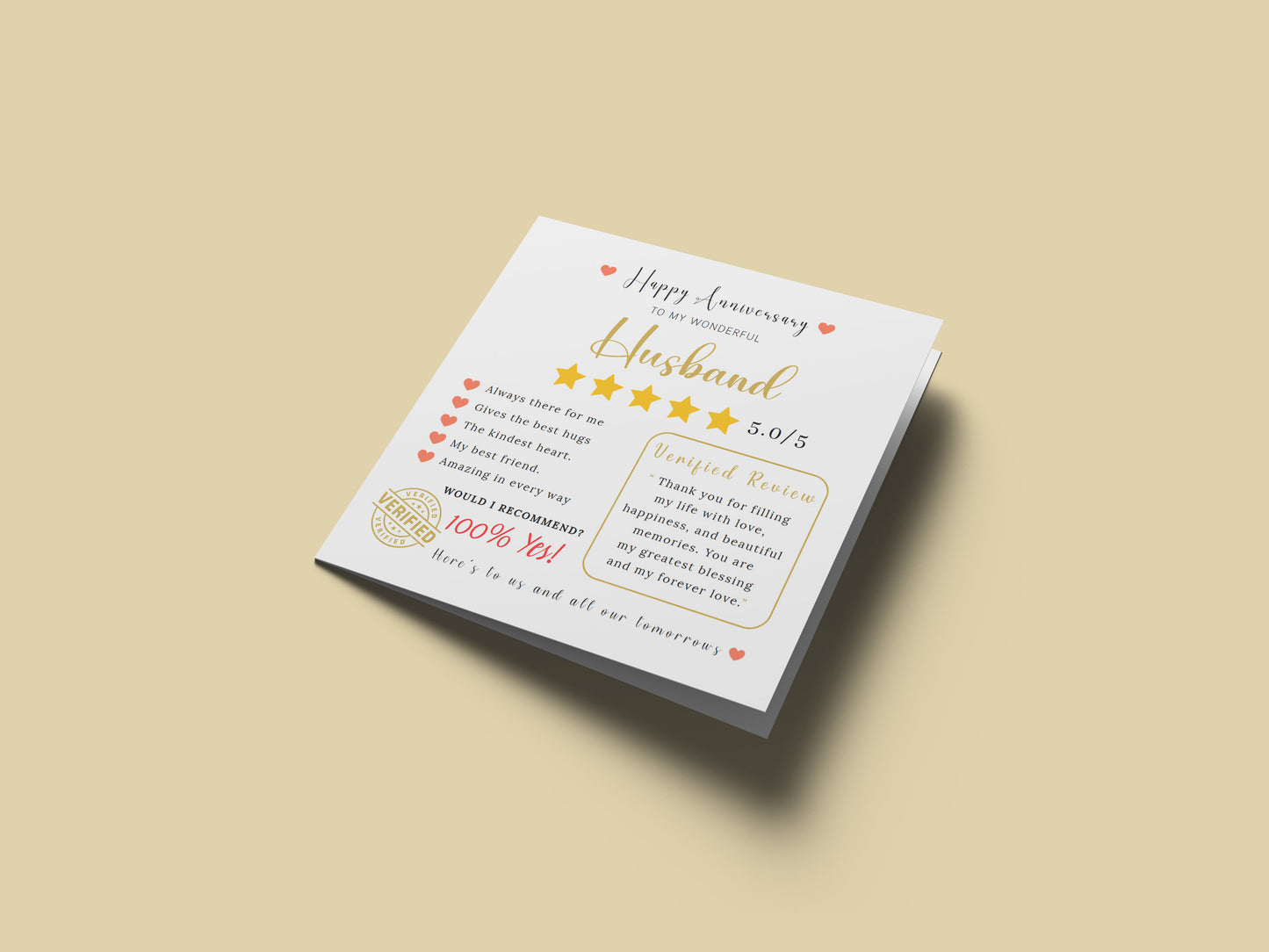 Funny Anniversary Card for Him - 5 Star Review Anniversary Card for Husband, Wedding, Dating, Relationship Milestones 1st, 2nd, 3rd, 5th, 10th, 20th 30th - Kraft Envelope Included