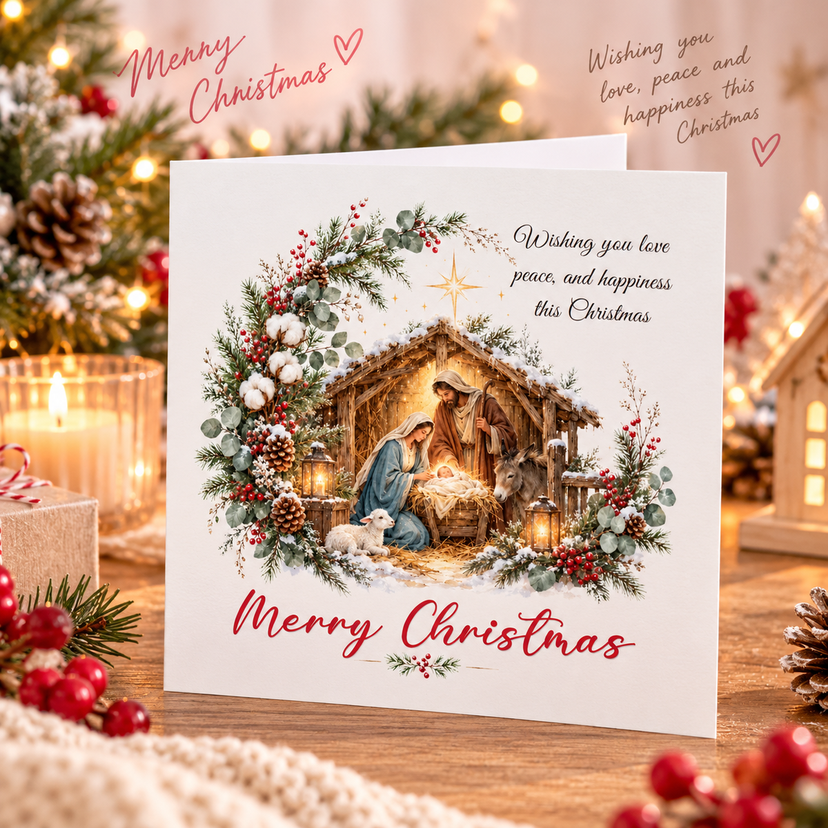 Nativity Christmas Card – Love, Peace & Happiness