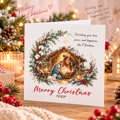 Nativity Christmas Card – Love, Peace & Happiness